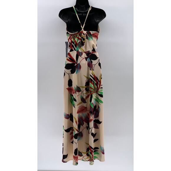 RACHEL RACHEL ROY Women's Beige V-Neck Halter Cross-Back Cutout Maxi Dress SZ M - Picture 2 of 13